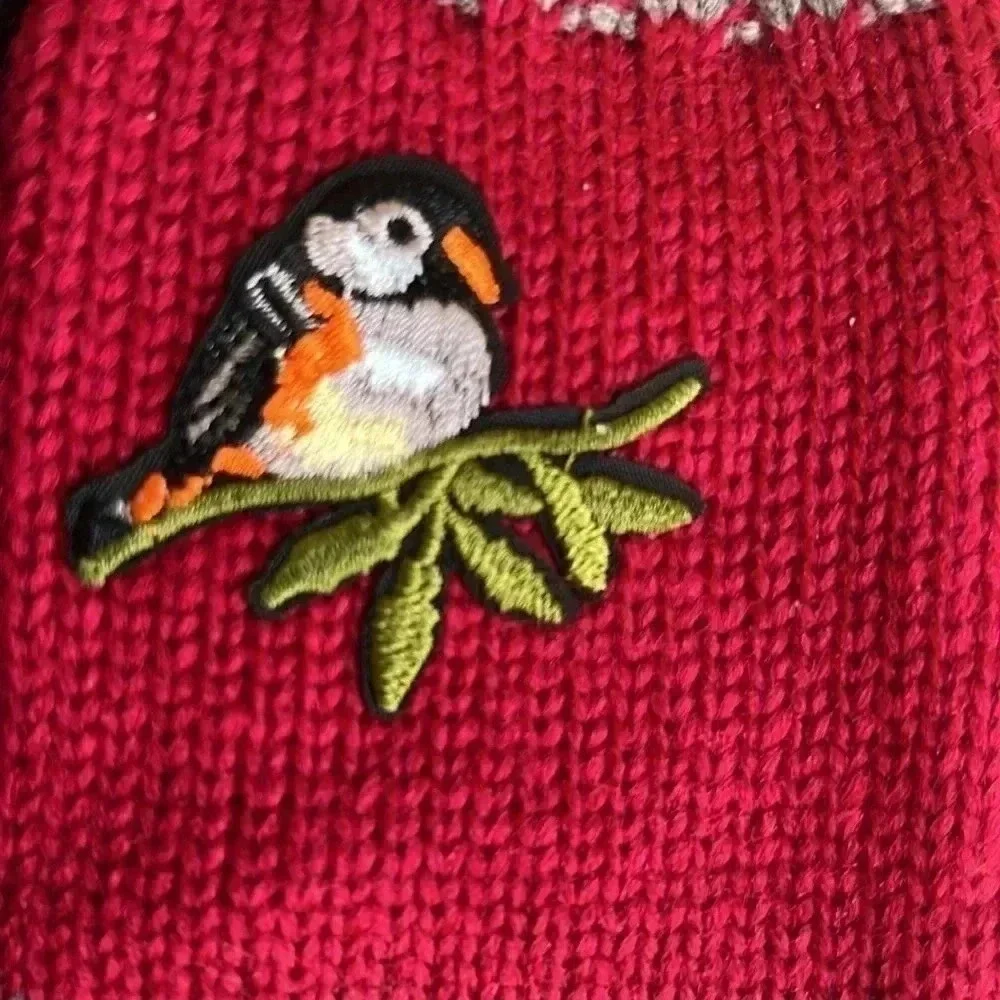 LFingerless Unbranded Women’s Hand Warmers Red Gray Knit with Robin Chick…